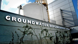 Fully processed wastewater is returned to the fresh water supply. (Photo source: Orange County Water District www.ocwd.com/gwrs)