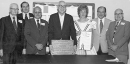 1973 members of BOD, left to right: J.A. Meredith; A.L. Schlock, Jr.; C.A. Maas; J.G. Baker; Deri Knapp; F.X. Sandner, Jr. and A.T. Lenz.